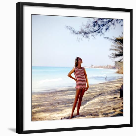 June 1956: Woman Modeling Beach Fashions in Cuba-Gordon Parks-Framed Photographic Print