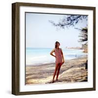 June 1956: Woman Modeling Beach Fashions in Cuba-Gordon Parks-Framed Photographic Print