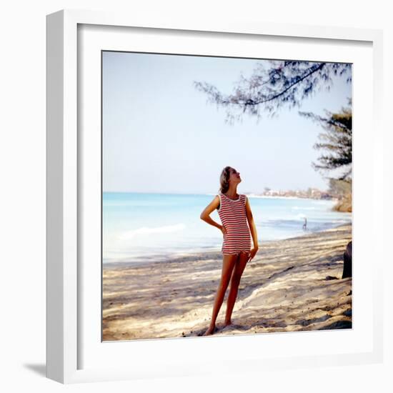 June 1956: Woman Modeling Beach Fashions in Cuba-Gordon Parks-Framed Photographic Print