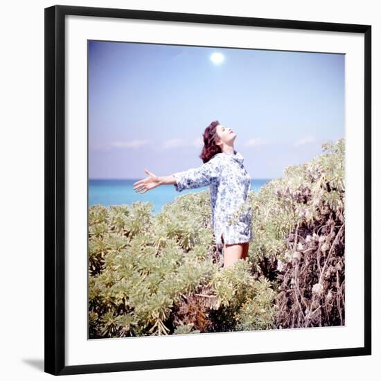 June 1956: Woman Modeling Beach Fashions in Cuba-Gordon Parks-Framed Photographic Print