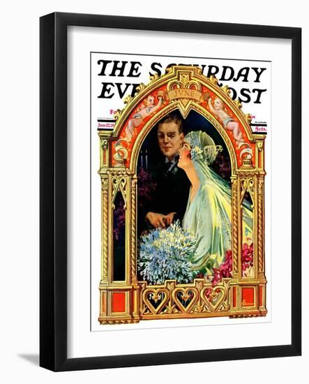 "June Bridal Couple," Saturday Evening Post Cover, June 22, 1929-Elbert Mcgran Jackson-Framed Giclee Print