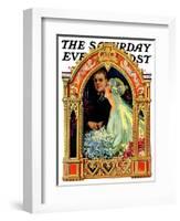 "June Bridal Couple," Saturday Evening Post Cover, June 22, 1929-Elbert Mcgran Jackson-Framed Giclee Print