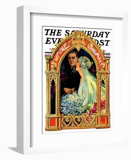 "June Bridal Couple," Saturday Evening Post Cover, June 22, 1929-Elbert Mcgran Jackson-Framed Giclee Print