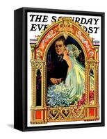 "June Bridal Couple," Saturday Evening Post Cover, June 22, 1929-Elbert Mcgran Jackson-Framed Stretched Canvas