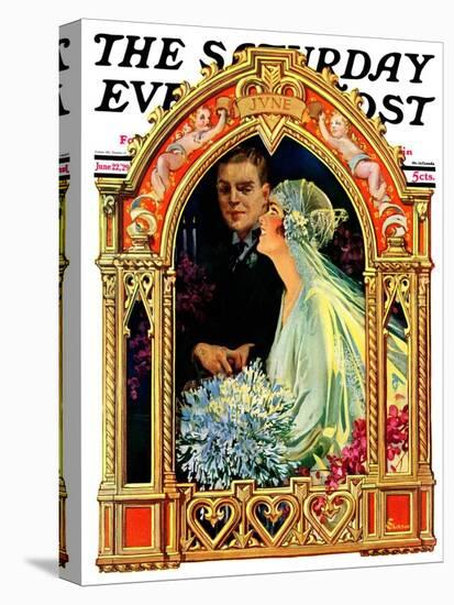 "June Bridal Couple," Saturday Evening Post Cover, June 22, 1929-Elbert Mcgran Jackson-Stretched Canvas