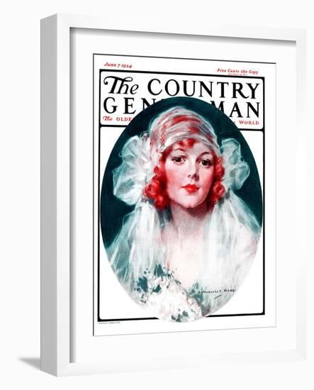 "June Bride," Country Gentleman Cover, June 7, 1924-J. Knowles Hare-Framed Giclee Print