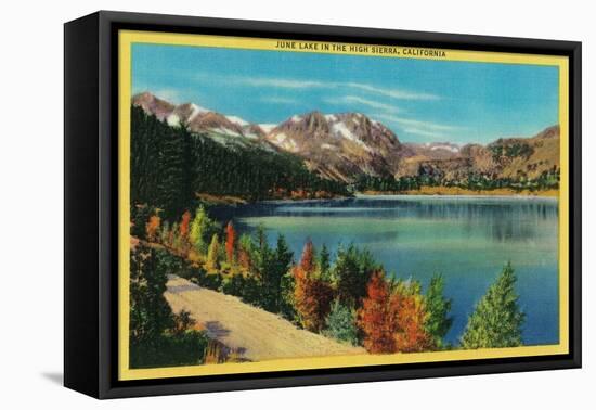 June Lake in the High Sierra - Mono County, CA-Lantern Press-Framed Stretched Canvas