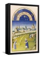 June Making Hay Within Sight of the Royal Palace at Paris the Sainte Chapelle and the Conciergerie-Pol De Limbourg-Framed Stretched Canvas