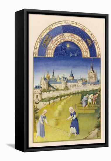 June Making Hay Within Sight of the Royal Palace at Paris the Sainte Chapelle and the Conciergerie-Pol De Limbourg-Framed Stretched Canvas