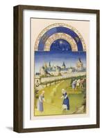 June Making Hay Within Sight of the Royal Palace at Paris the Sainte Chapelle and the Conciergerie-Pol De Limbourg-Framed Art Print