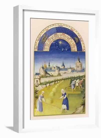 June Making Hay Within Sight of the Royal Palace at Paris the Sainte Chapelle and the Conciergerie-Pol De Limbourg-Framed Art Print