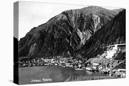 Juneau, Alaska - Aerial View of Town and Coast-Lantern Press-Stretched Canvas