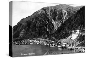 Juneau, Alaska - Aerial View of Town and Coast-Lantern Press-Stretched Canvas