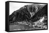 Juneau, Alaska - Aerial View of Town and Coast-Lantern Press-Framed Stretched Canvas