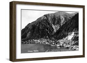 Juneau, Alaska - Aerial View of Town and Coast-Lantern Press-Framed Art Print