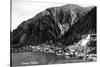 Juneau, Alaska - Aerial View of Town and Coast-Lantern Press-Stretched Canvas