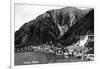 Juneau, Alaska - Aerial View of Town and Coast-Lantern Press-Framed Art Print