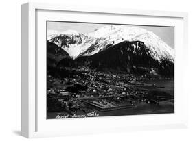 Juneau, Alaska - Aerial View of Town-Lantern Press-Framed Art Print