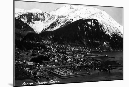 Juneau, Alaska - Aerial View of Town-Lantern Press-Mounted Art Print