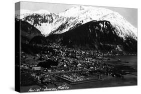 Juneau, Alaska - Aerial View of Town-Lantern Press-Stretched Canvas