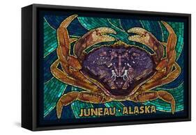 Juneau, Alaska - Dungeness Crab Mosaic-Lantern Press-Framed Stretched Canvas