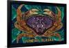 Juneau, Alaska - Dungeness Crab Mosaic-Lantern Press-Framed Art Print