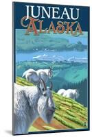 Juneau, Alaska - Goats and Cruise Ships-Lantern Press-Mounted Art Print