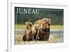 Juneau, Alaska - Grizzly Bear and Cubs-Lantern Press-Framed Premium Giclee Print