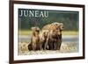 Juneau, Alaska - Grizzly Bear and Cubs-Lantern Press-Framed Premium Giclee Print