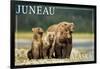 Juneau, Alaska - Grizzly Bear and Cubs-Lantern Press-Framed Art Print