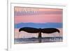 Juneau, Alaska - Humpback Fluke and Sunset-Lantern Press-Framed Art Print