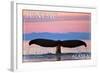 Juneau, Alaska - Humpback Fluke and Sunset-Lantern Press-Framed Art Print