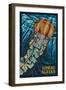 Juneau, Alaska - Jellyfish Mosaic-Lantern Press-Framed Art Print