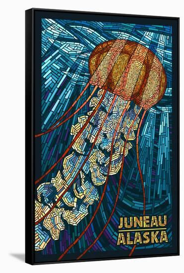 Juneau, Alaska - Jellyfish Mosaic-Lantern Press-Framed Stretched Canvas