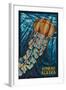 Juneau, Alaska - Jellyfish Mosaic-Lantern Press-Framed Art Print