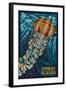 Juneau, Alaska - Jellyfish Mosaic-Lantern Press-Framed Art Print