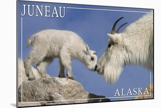 Juneau, Alaska - Mountain Goat and Kid-Lantern Press-Mounted Art Print