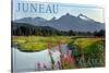 Juneau, Alaska - Mountain Wilderness and Fireweed-Lantern Press-Stretched Canvas