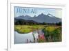 Juneau, Alaska - Mountain Wilderness and Fireweed-Lantern Press-Framed Art Print