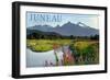 Juneau, Alaska - Mountain Wilderness and Fireweed-Lantern Press-Framed Art Print