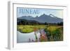 Juneau, Alaska - Mountain Wilderness and Fireweed-Lantern Press-Framed Art Print