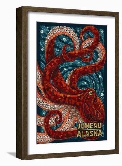 Juneau, Alaska - Octopus Mosaic-Lantern Press-Framed Art Print