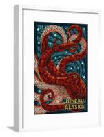 Juneau, Alaska - Octopus Mosaic-Lantern Press-Framed Art Print