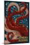 Juneau, Alaska - Octopus Mosaic-Lantern Press-Mounted Art Print