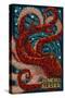 Juneau, Alaska - Octopus Mosaic-Lantern Press-Stretched Canvas