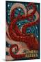 Juneau, Alaska - Octopus Mosaic-Lantern Press-Mounted Art Print