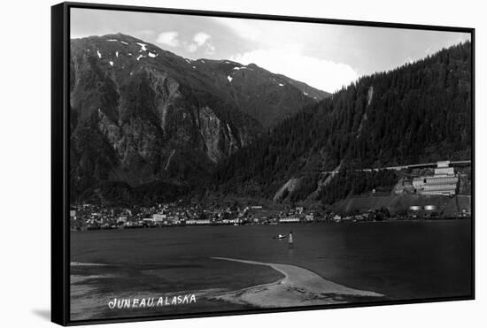 Juneau, Alaska - Panoramic View of Town from Water-Lantern Press-Framed Stretched Canvas