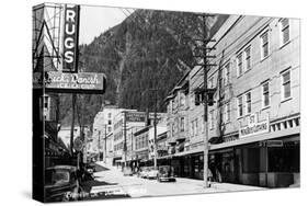 Juneau, Alaska - View of Franklin Street-Lantern Press-Stretched Canvas