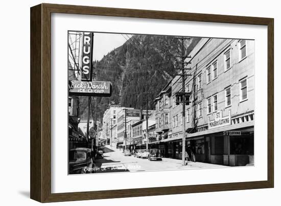 Juneau, Alaska - View of Franklin Street-Lantern Press-Framed Art Print