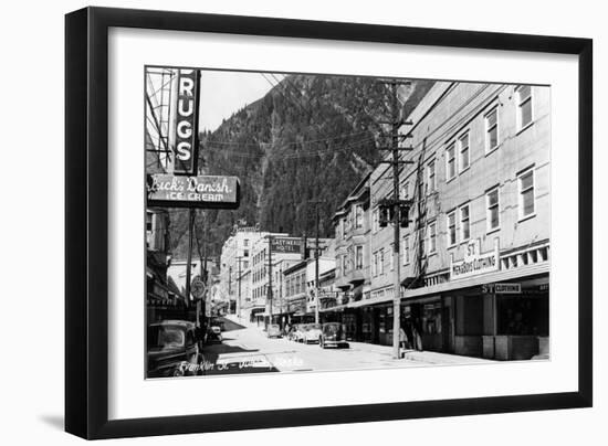 Juneau, Alaska - View of Franklin Street-Lantern Press-Framed Art Print